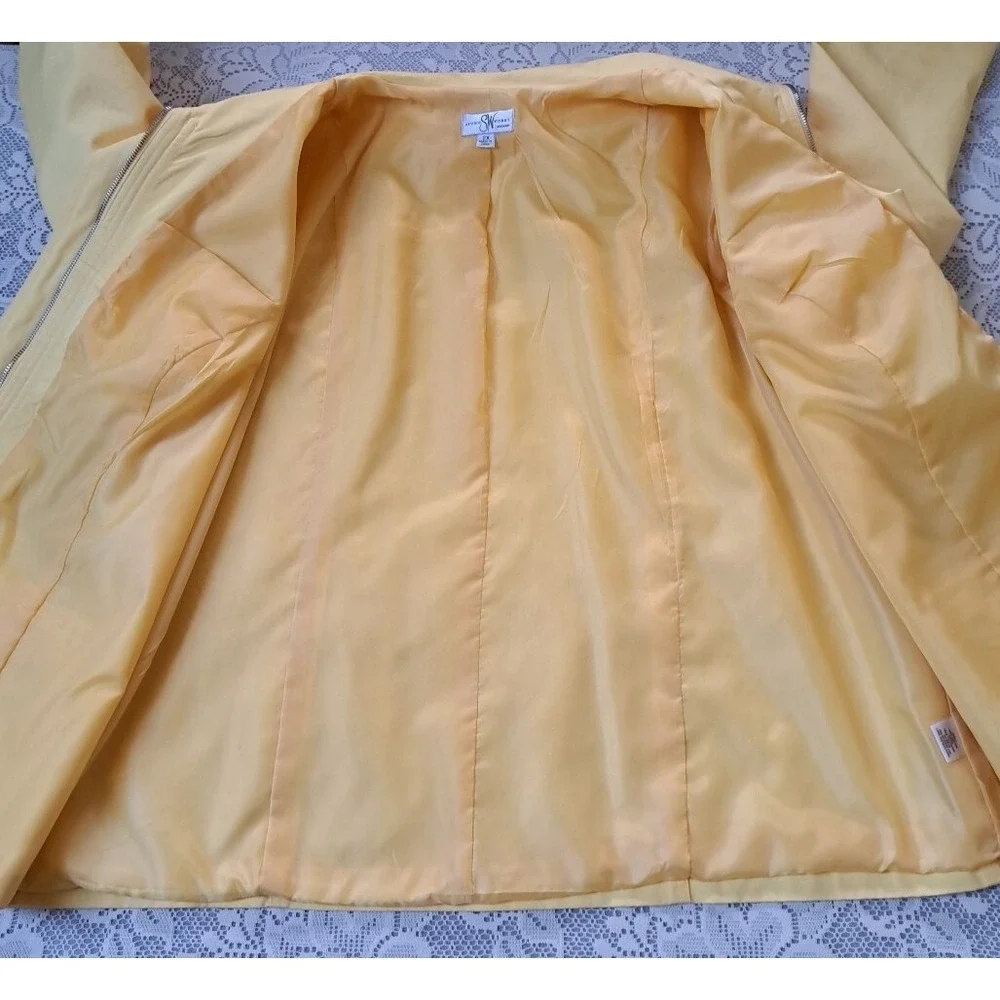 Studio Works Womens 2X Light Weight Full Zip 4 Pocket Solid Yellow Jacket Pre-Ow